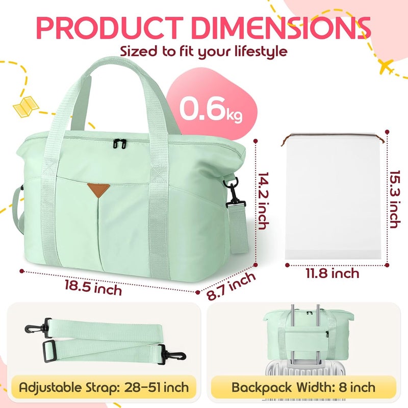 Magimack Duffle Bag for Travel, Carry-on Travel Bag with Trolley Sleeve, Sport Gym Bag for Women, Overnight Bag for Men, Hospital Bag for Labor and Delivery (Green) - Image 2